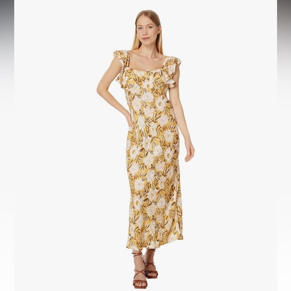MADEWELL Angelina Slip Dress Sleeveless in Chamomile Tea 6 Floral Print Yellow
